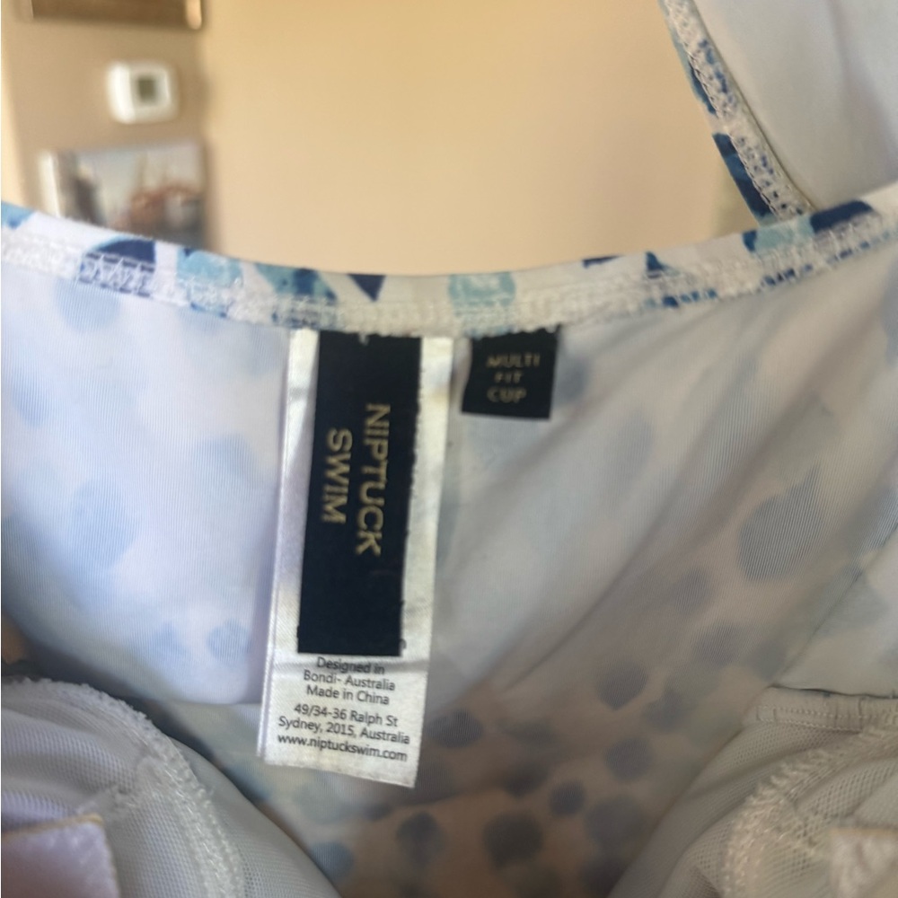 Nip/Tuck Blue and White Print tankini Swimsuit Set - Picture 3 of 4